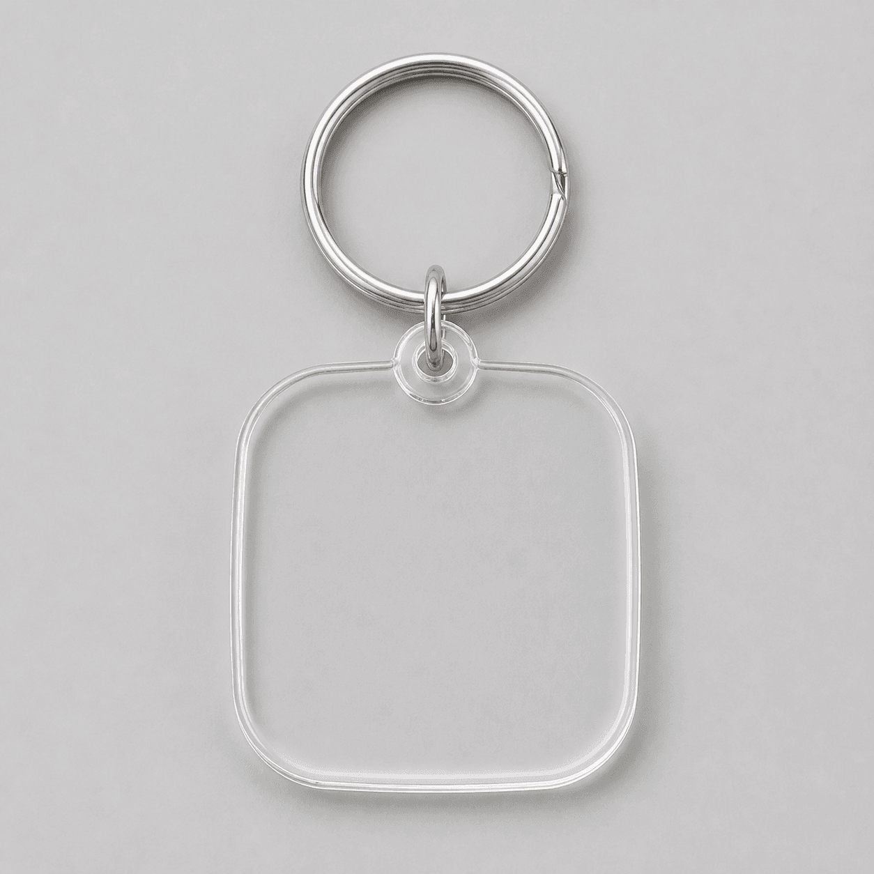 2" x 2" Acrylic charm preview on generated blank acrylic keychain mockup